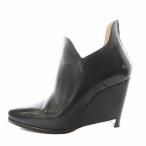 ショッピングウェッジソール マルタンマルジェラ 22 Martin Margiela 22 ブーティ ウェッジソール アーモンドトゥ レザー 37.5 黒 ブラック 39WU0069