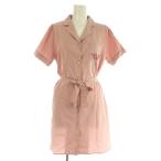 ジェラートピケ gelato pique ダイナーシャツドレス シャツワンピース ミニ 半袖 ルームウェア 刺繍 ONE ピンク /MY ■OS レディース