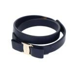  Salvatore Ferragamo Salvatore Ferragamovala лента 2 полосный браслет кожа темно-синий /KH #OH женский 