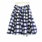 未使用品 ユニクロ UNIQLO マルニ MARNI バルーンシェイプスカート ひざ丈 チェック柄 L 紺 ネイビー 白 ホワイト 01-22-2N083B /OR レディ