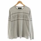 ハイドロゲン HYDROGEN Tシャツ カットソー 長袖 ロゴ ラインストーン XL グレー /AN29 メンズ