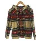 ラルフローレン RALPH LAUREN ダッフルコート ミドル丈 チェック柄 ウール アウター XL 160 マルチカラー ベージュ 赤 緑