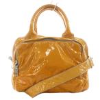 プラダ PRADA 三角ロゴプレート トライアングルロゴ ハンドバッグ ショルダーバッグ 2way エナメル 茶 ブラウン /AN25 ■OH レディース