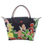 ロンシャン LONGCHAMP × クロエフロアラ パリ限定 プリアージュ トートバッグ ハンドバッグ ナイロン レザー 総柄 紺 L1621352080