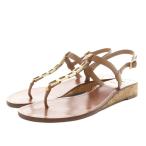 トリーバーチ TORY BURCH トングサンダル ストラップ ロゴ ゴールド金具 レザー 8M 茶 ブラウン /AN18 レディース