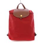 ロンシャン LONGCHAMP ル プリアージュ リュックサック デイパック ナイロン レザー バイカラー 赤 レッド 茶 ブラウン 1699089545