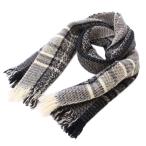 ショッピングギャルソン コムデギャルソンオム COMME des GARCONS HOMME マフラー フリンジ ウール チェック柄 黒 ブラック 白 ホワイト /BB メンズ