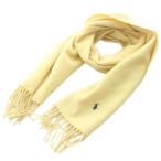 ラルフローレン RALPH LAUREN マフラー ストール フリンジ ロゴ 刺繍 ウール 黄 イエロー /KU レディース