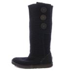 アグ オーストラリア UGG australia ボーダーニットブーツ ロング ストレッチ ロゴ US6 23cm 黒 ブラック /BB レディース