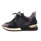 ルイヴィトン ランアウェイライン モノグラム ローカットスニーカー シューズ キャンバス メッシュ スエード 切替 ロゴ 36 黒 茶