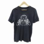ショッピングハイドロゲン ハイドロゲン HYDROGEN Tシャツ カットソー 半袖 クルーネック スカル柄 S 紺 ネイビー グレー /YS18 メンズ