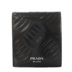プラダ PRADA SPAZZOLATO BATTISTRADA 財布 二つ折り 小銭入れ ロゴ ブラッシュドレザー 黒 ブラック 2M0738 /AN19 ■OH メンズ