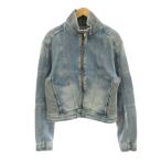 ザラ ZARA デニムジャケット ブルゾン ジップアップ USED加工 L インディゴブルー 6688 410 400 /KU メンズ