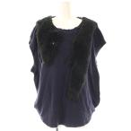 ショッピングツモリチサト ツモリチサト TSUMORI CHISATO カットソー ボア 半袖 カシミヤ混 2 ネイビー ブラック /ES レディース