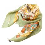 エルメス HERMES カレ90 Decoupages 切り絵 スカーフ 正方形 シルク 総柄 緑 グリーン マルチカラー /BB ■OH レディース