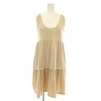 ミュウミュウ miumiu チュニック ワンピース ミニ ノースリーブ ティアード コットン S ベージュ MJA169 /KU レディース