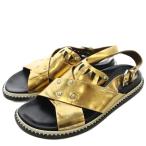 ショッピングマルニ マルニ MARNI サンダル ストラップ 38 ゴールド /☆G レディース