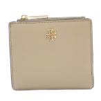 トリーバーチ TORY BURCH 二つ折り 財布 ウォレット レザー ロゴ 小銭入れあり グレージュ /KU ●D レディース