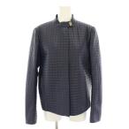 サルヴァトーレフェラガモ Salvatore Ferragamo レザージャケット 中綿ジャケット ラムレザー ガンチーニ 40 紺 ゴールド レディース