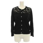 ショッピングカール カールラガーフェルド KARL LAGERFELD カーディガン レース 花柄 ニット パールボタン S 黒 ブラック