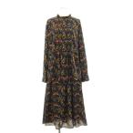 ショッピングポール ピーエスポールスミス セットアップ 上下 ブラウス 長袖 フレアスカート ロング マキシ 花柄 大きいサイズ 44L 黒 マルチカラー