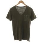 バーバリー ロンドン BURBERRY LONDON Tシャツ カットソー Vネック 半袖 ロゴ 刺繍 コットン 40 カーキ A1P08-165-73 /AN29 メンズ