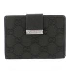 グッチ GUCCI カードケース パスケース 二つ折り GGキャンバス レザー 黒 ブラック 92274 3731 /KU メンズ