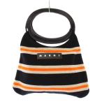 マルニ MARNI ボートバッグ ハンドバッグ ロゴ ボーダー柄 黒 ブラック オレンジ BOMH0003Q0 /BB レディース
