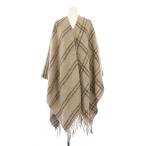 エンポリオアルマーニ EMPORIO ARMANI ストール フリンジ チェック柄 バイカラー グレージュ 黒 ブラック /BB レディース