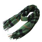 ジョンストンズオブエルガン Johnstons of Elgin drawer別注 大判ストール マフラー フリンジ カシミヤ チェック柄 緑 グリーン 黒