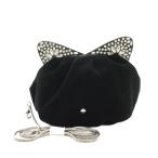 ショッピングケイトスペード ケイトスペード KATE SPADE エンベリッシュドキャットバッグ ショルダーバッグ がま口 レザー 猫型 ビジュー 黒 PXRU5775 レディース