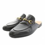 グッチ GUCCI プリンスタウン ミュール ローファー サンダル ビット レザー 37 黒 ブラック 423513 /YT レディース