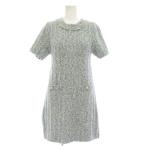 シャネル CHANEL uniform ツイードワンピース 半袖 ひざ丈 5ボタン 36 青 白 P76894K11109 /KH レディース