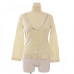  Anayi ANAYI ансамбль вязаный свитер безрукавка ta-toru шея кардиган длинный рукав V шея biju- оборудование орнамент 38 белый женский 