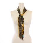 フェンディ FENDI ラッピー スカーフ ハート柄 ストライプ柄 ロゴ 総柄 紺 ネイビー 黄色 イエロー /BB ■OH レディース