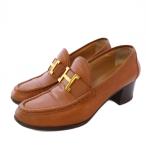 エルメス HERMES コンスタンス モカシン ローファー レザー ゴールド金具 36 茶 /KH レディース