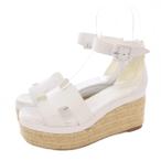 エルメス HERMES エルダ エスパドリーユ サンダル 厚底 レザー 36 白 /KH レディース