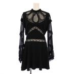 ショッピングMIUMIU ミュウミュウ miumiu フレアワンピース ミニ丈 長袖 シアー シースルー レース 切替 ストレッチ 40 黒 ブラック /BB レディース