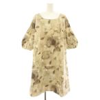 マルニ MARNI ワンピース ひざ丈 スクエアネック 七分袖 総柄 42 ベージュ HMABMABGM00TCD61-RPV29 /YT レディース