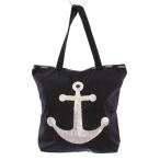 ショッピングスパンコール レスポートサック LesportSAC トートバッグ ハンドバッグ スパンコール 装飾 イカリマーク ナイロン バイカラー 黒 シルバーカラー