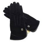 フェンディ FENDI 手袋 グローブ ベロア ロゴ 黒 ブラック /KU ■OH レディース