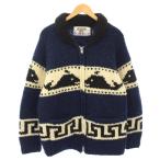 カナタ KANATA ヴィンテージ カウチン カーディガン ニットジャケット 総柄 紺 ネイビー /TK メンズ