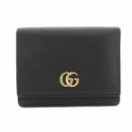 ショッピングＧＧ グッチ GUCCI GGマーモント プチマーモント コンパクトウォレット 財布 三つ折り 小銭入れ レザー 黒 ブラック /YT ■OH レディース