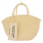 ショッピングカゴバッグ ビューティフルピープル beautiful people かごバッグ カゴバッグ ハンドバッグ 編み込み ロゴチャーム ワンカラー 白 ホワイト