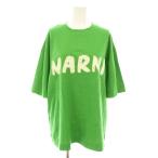 ショッピングマルニ 未使用品 マルニ レタリングプリントミドルスリーブクルーネックオーバーサイズTシャツ カットソー 半袖 38 黄緑 THJET49EPH レディース