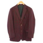 グッチ GUCCI テーラードジャケット ブレザー アウター シングル 総裏地 ウール カシミヤ混 チェック柄 54 赤 レッド 緑 グリーン