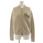 マックスマーラ MAX MARA ARMANDA ニットジャケット セーター ケーブル編み ビジュー ロゴ ベージュ /AN54 レディース