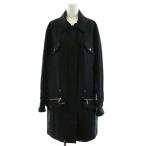 ショッピングヒョウ柄 マイケルマイケルコース Michael michael kors ステンカラーコート ロング丈 裏地ヒョウ柄 コットン アウター M 黒 ブラック