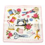 未使用品 フェイラー FEILER ハンカチ ハンドタオル 総柄 花柄 コットン マルチカラー ピンク 白 ホワイト /AN36 レディース