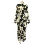 ショッピングzara ザラ ZARA シャツワンピース 花柄 ロング 長袖 ワンピース S 黒 白 /☆G レディース
